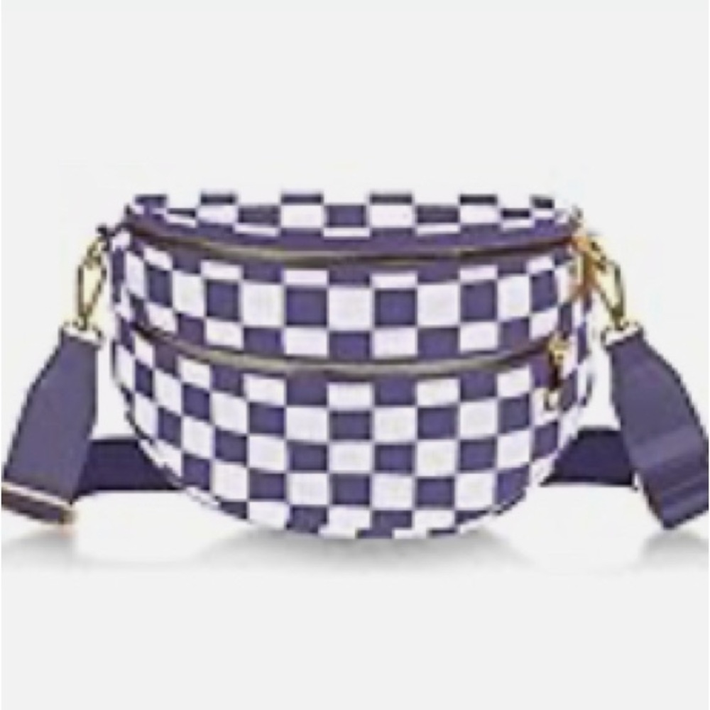 Checkered purple and white Bum Bag/Crossbody